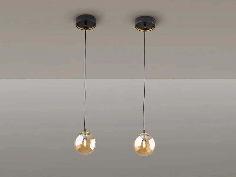 Suspension simple boule Verre Ambre Chambre