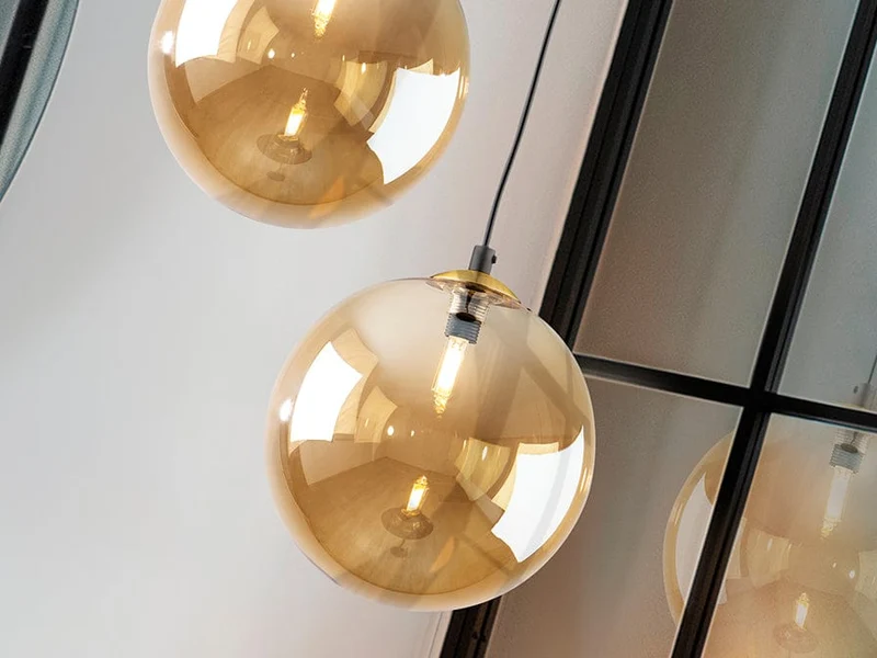 Suspension simple boule Verre Ambre Chambre