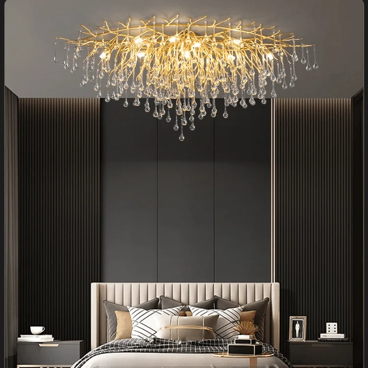 Plafonnier Salon LED Doré