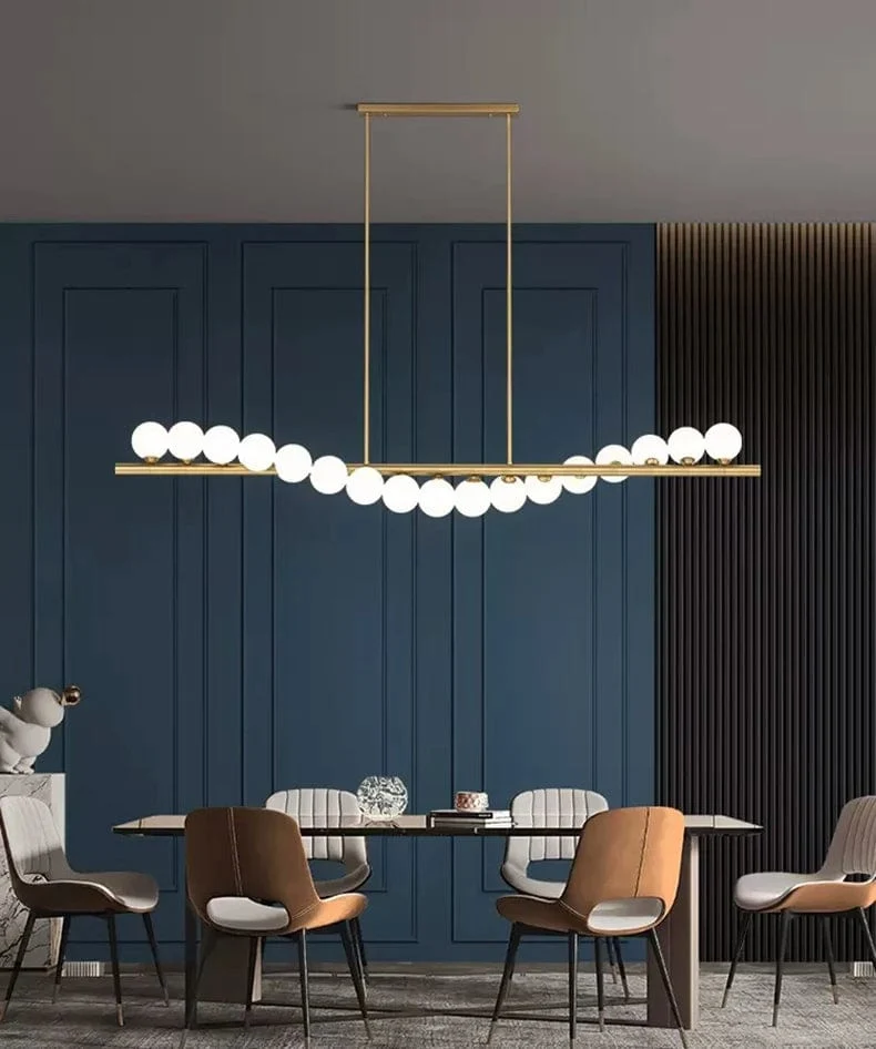 Lustre doré LED suspension design moderne salon