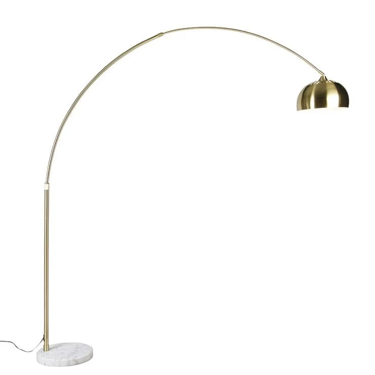 Lampadaire Arc en laiton avec base en marbre blanc réglable - XXL