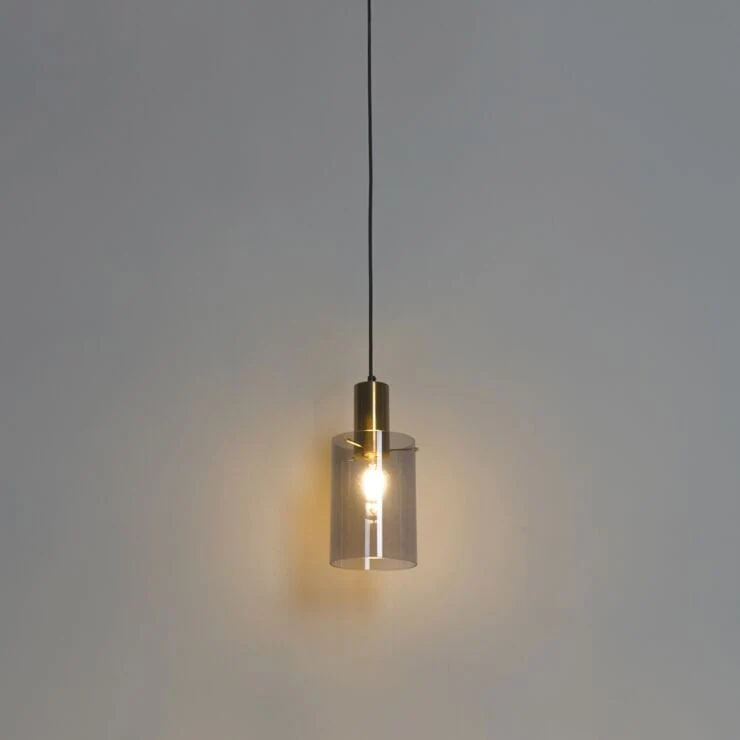 Suspension intelligente en laiton verre fumé
