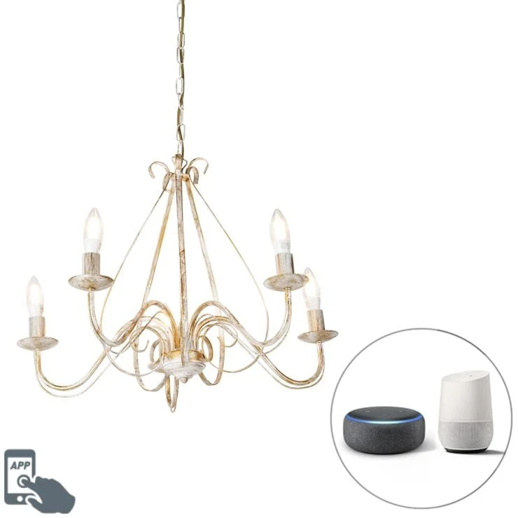 Suspension Lustre intelligent blanc 5 lumières