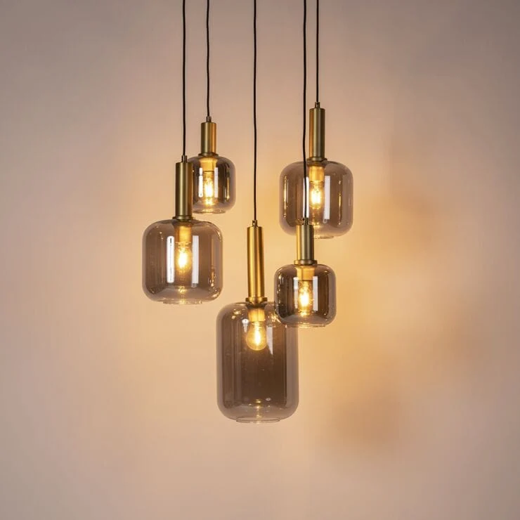 Suspension intelligente verre fumé avec 5 Ampoules