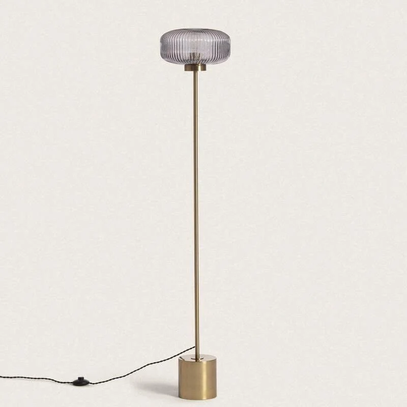 Lampadaire Doré et Verre
