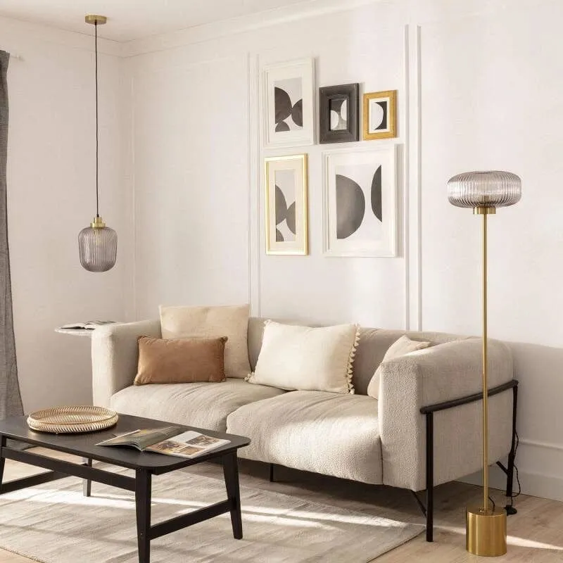 Lampadaire Doré et Verre
