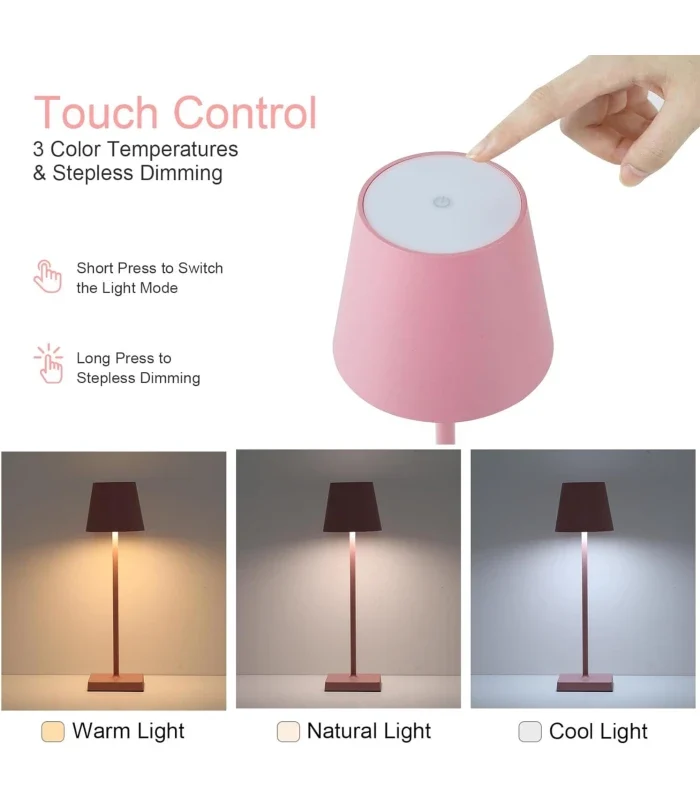 LED bordlampe Inde/ude - Pink, touch dæmpbar, CCT, IP54 udendørs - Lampeagenten