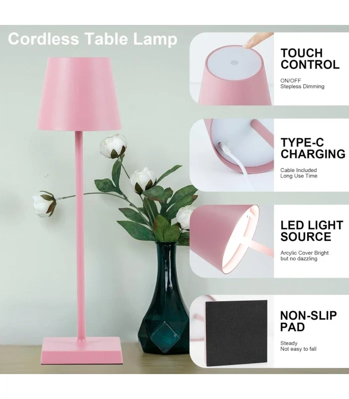 LED bordlampe Inde/ude - Pink, touch dæmpbar, CCT, IP54 udendørs - Lampeagenten