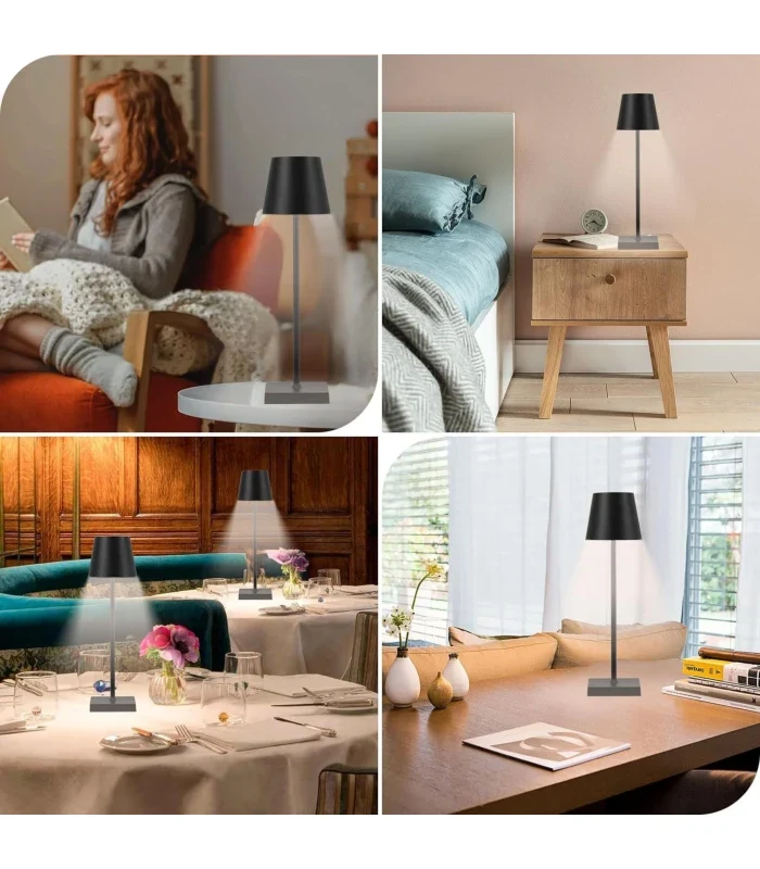 Opladelig LED bordlampe Inde/ude - Sort, touch dæmpbar, CCT, IP54 udendørs - Lampeagenten
