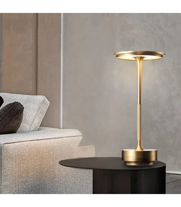 Opladelig LED Bordlampe - Guld, Touch-Dæmpbar, IP54
