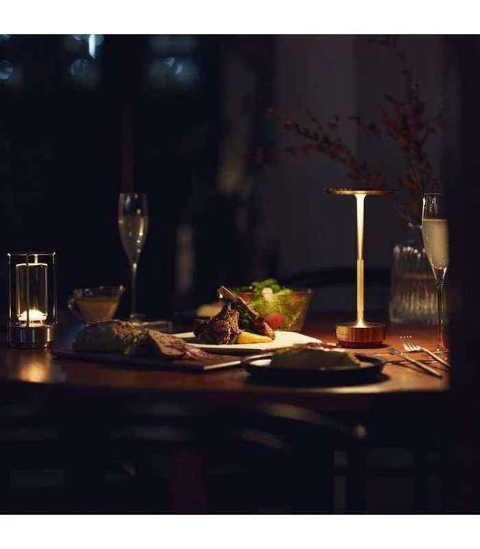 Opladelig LED Bordlampe - Guld, Touch-Dæmpbar, IP54