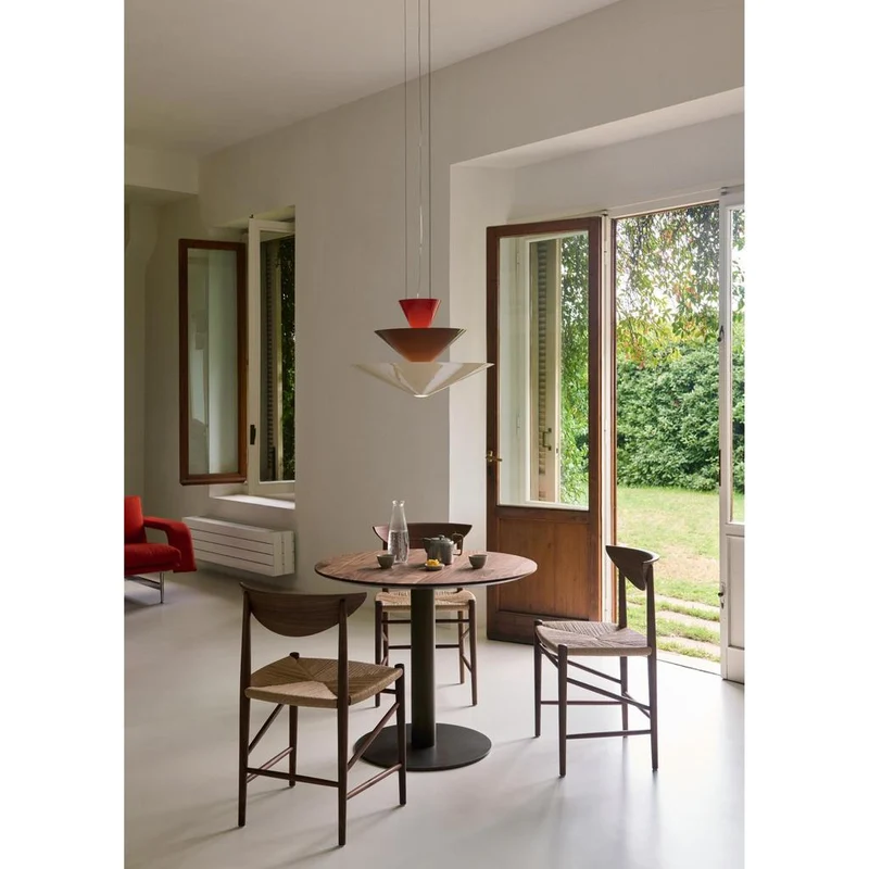 GIO LN14 - PENDEL Ø60 - VERMILION RED, DARK BURGUNDY OG ECRU WHITE