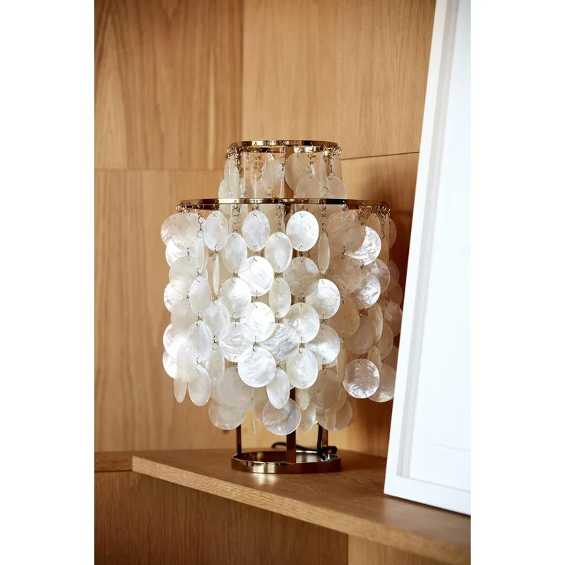 Verpan Fun 2TM Bordlampe - Brass/Messing & Perlemorsskaller | Skulpturel Design