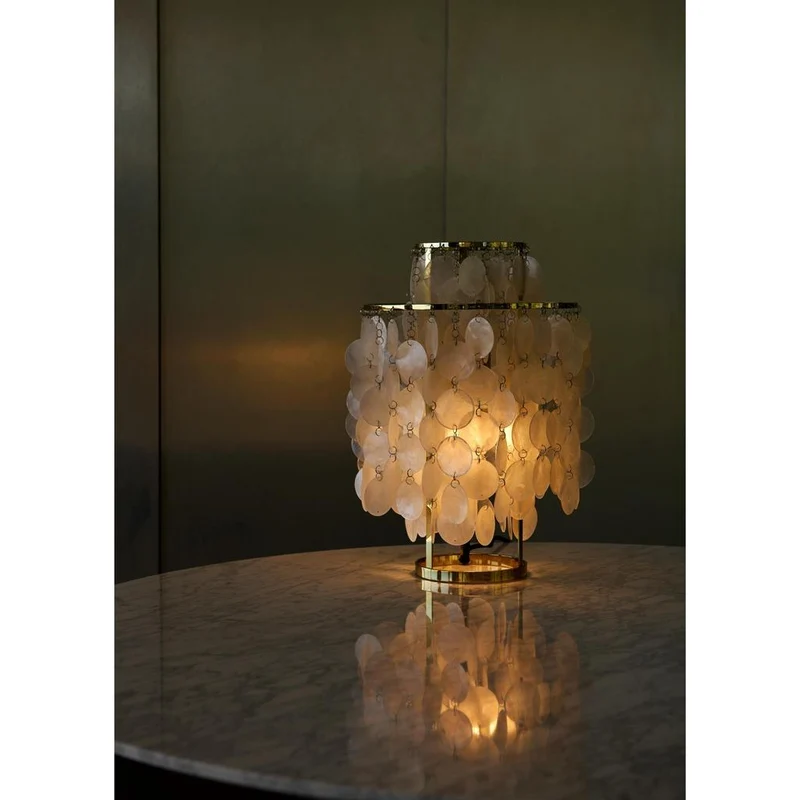 Verpan Fun 2TM Bordlampe - Brass/Messing & Perlemorsskaller | Skulpturel Design
