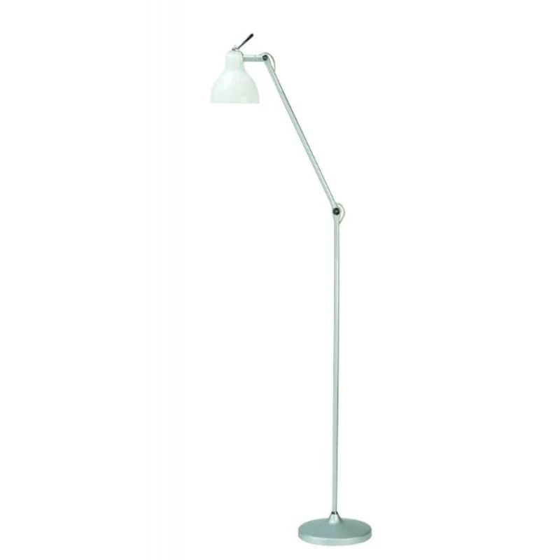 Luxy F1 Gulvlampe - Aluminium med blank hvid skærm | Rotaliana