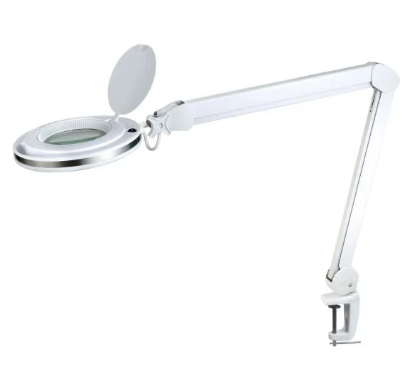 Magnifying LUP Large LED Bordlampe - Halo Design (Hvid Aluminium)