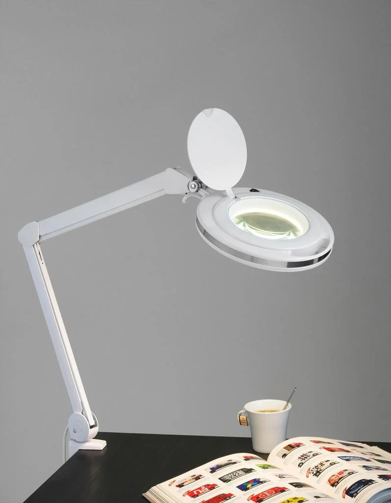 Magnifying LUP Large LED Bordlampe - Halo Design (Hvid Aluminium)