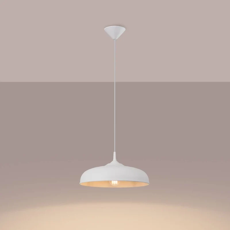 Suspension cuisine Ronde Métal Blanc Mat