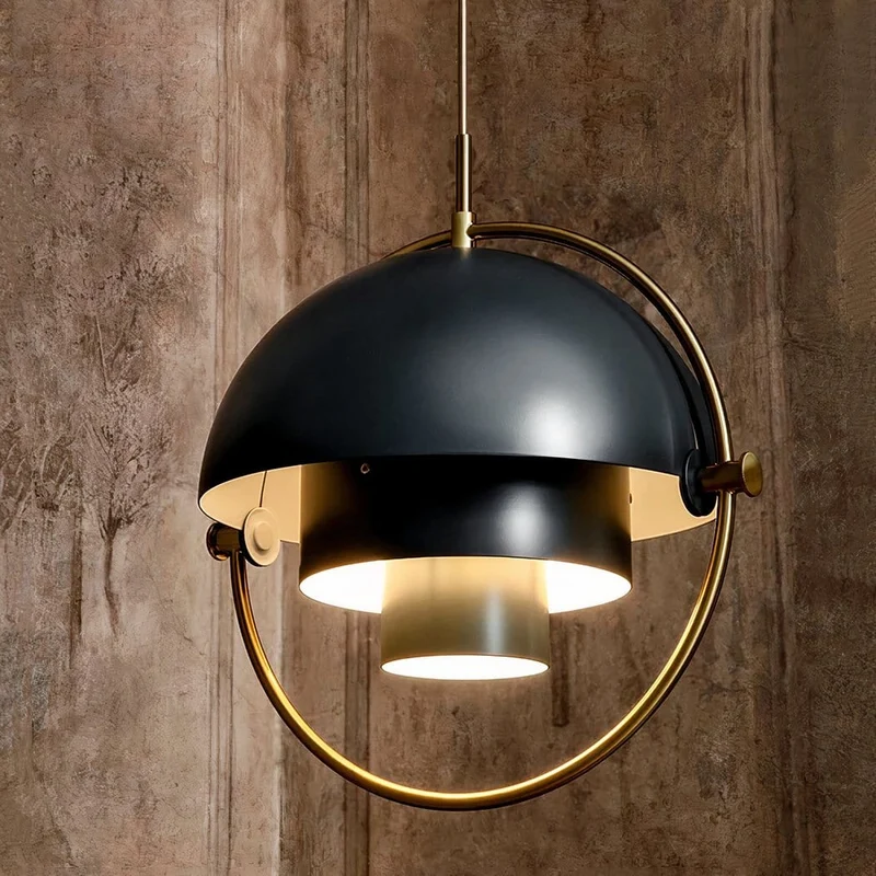 Lustre suspension LED noir en fer art-déco Cuisine