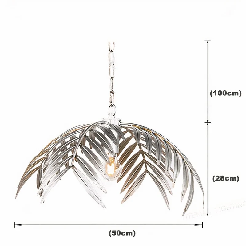 Suspension feuilles argent salon