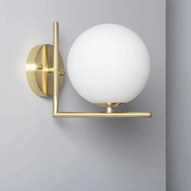 Luminaire Mural Or et Boule Blanche Chambre
