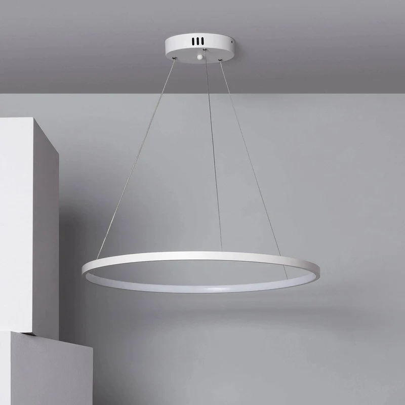 Suspension LED cercle blanc alu Cuisine