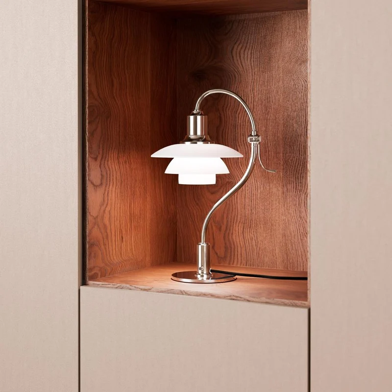PH 2/2 - Question Mark Chrome Bordlampe - Chrome Plated/Glossy Opal Glass - LOUIS POULSEN
