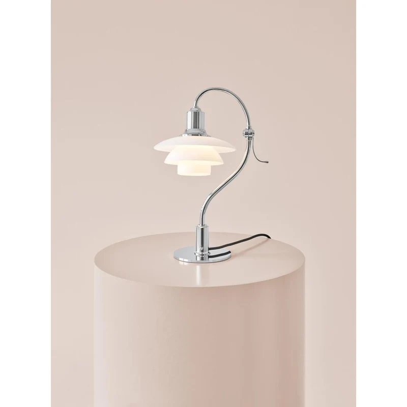 PH 2/2 - Question Mark Chrome Bordlampe - Chrome Plated/Glossy Opal Glass - LOUIS POULSEN