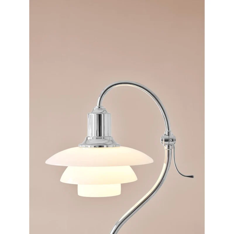 PH 2/2 - Question Mark Chrome Bordlampe - Chrome Plated/Glossy Opal Glass - LOUIS POULSEN