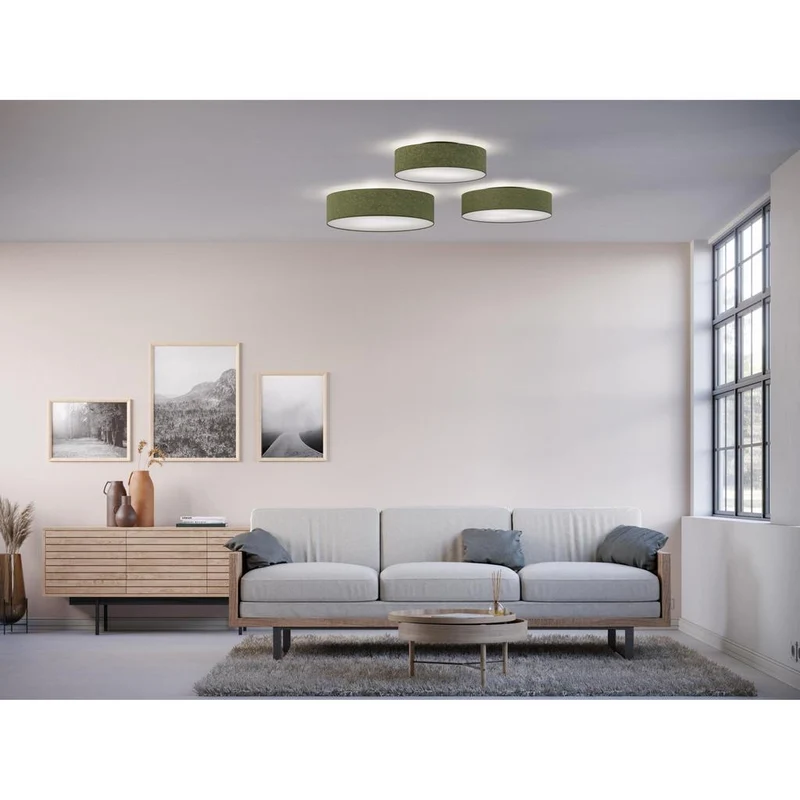 Soft Plafond Ø50 - Loftlampe - Grøn Uld - Æstetisk loftsbelysning med tekstur