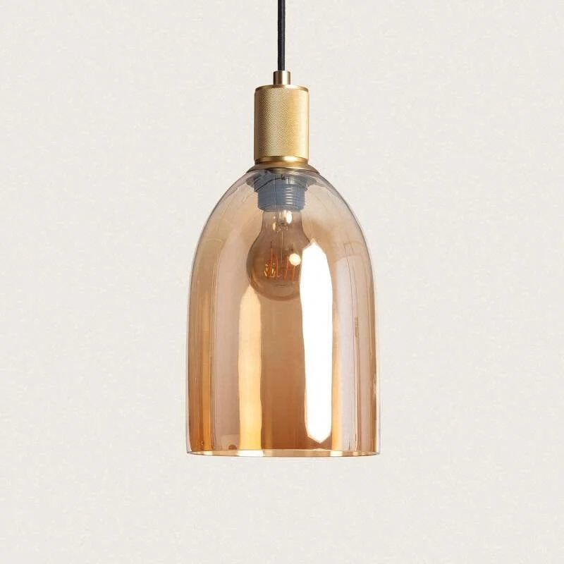 Suspension verre fumé ambre Tulio vintage