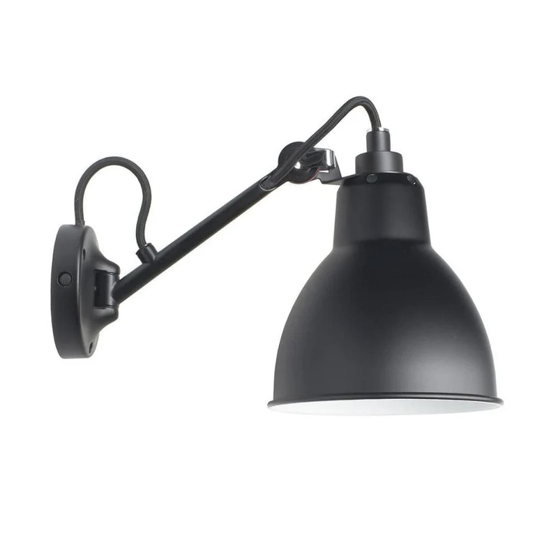 Lampe Gras 104 Væglampe - Sort Stål, Justerbar Arm (E27)