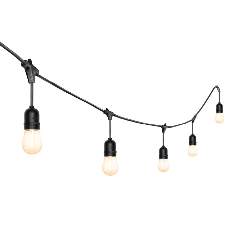 LEDVANCE 24-ft LED String Lights, Edison Shatterproof S14 Bulbs, Linkable, Indoor / Outdoor, IP65 Wet Rated, 2200K, Amber Glow, Extra Bulb Included