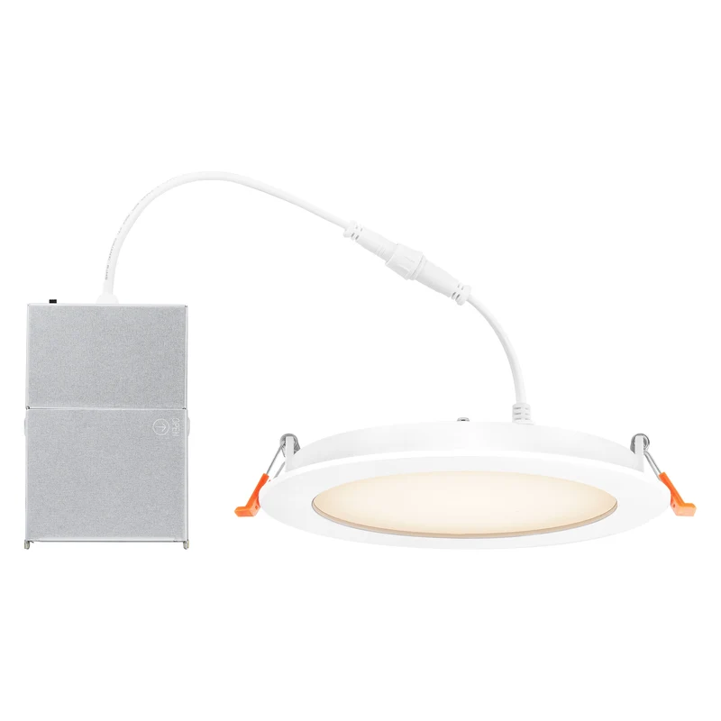 SYLVANIA 6" Slim Microdisk Downlight, 12W, 5 CCT Select (2700K - 5000K), 1000 Lms, 90 CRI, Dimmable, Wet-Rated, White - 6 PK