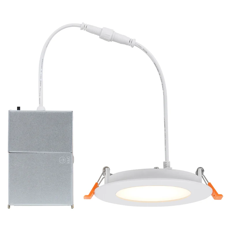 SYLVANIA 4" Slim Microdisk Downlight, 10W, 5 CCT Select (2700K - 5000K), 700 Lms, 90 CRI, Dimmable, Wet-Rated, White - 6 PK