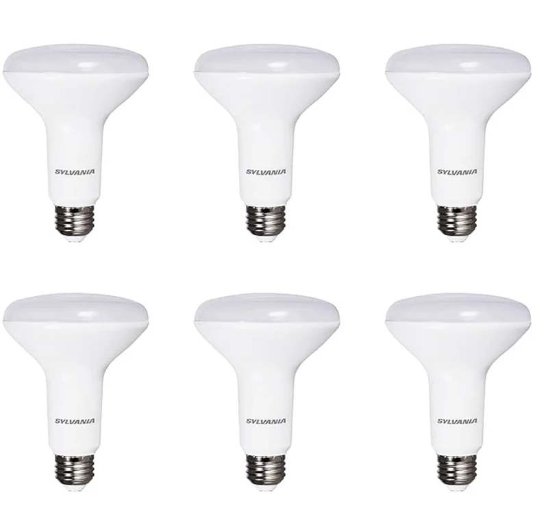 SYLVANIA LED Flood BR30 Light Bulb, 65W = 8W, 10 Year, 650 Lumens, Dimmable, 2700K, Soft White - 6 PK