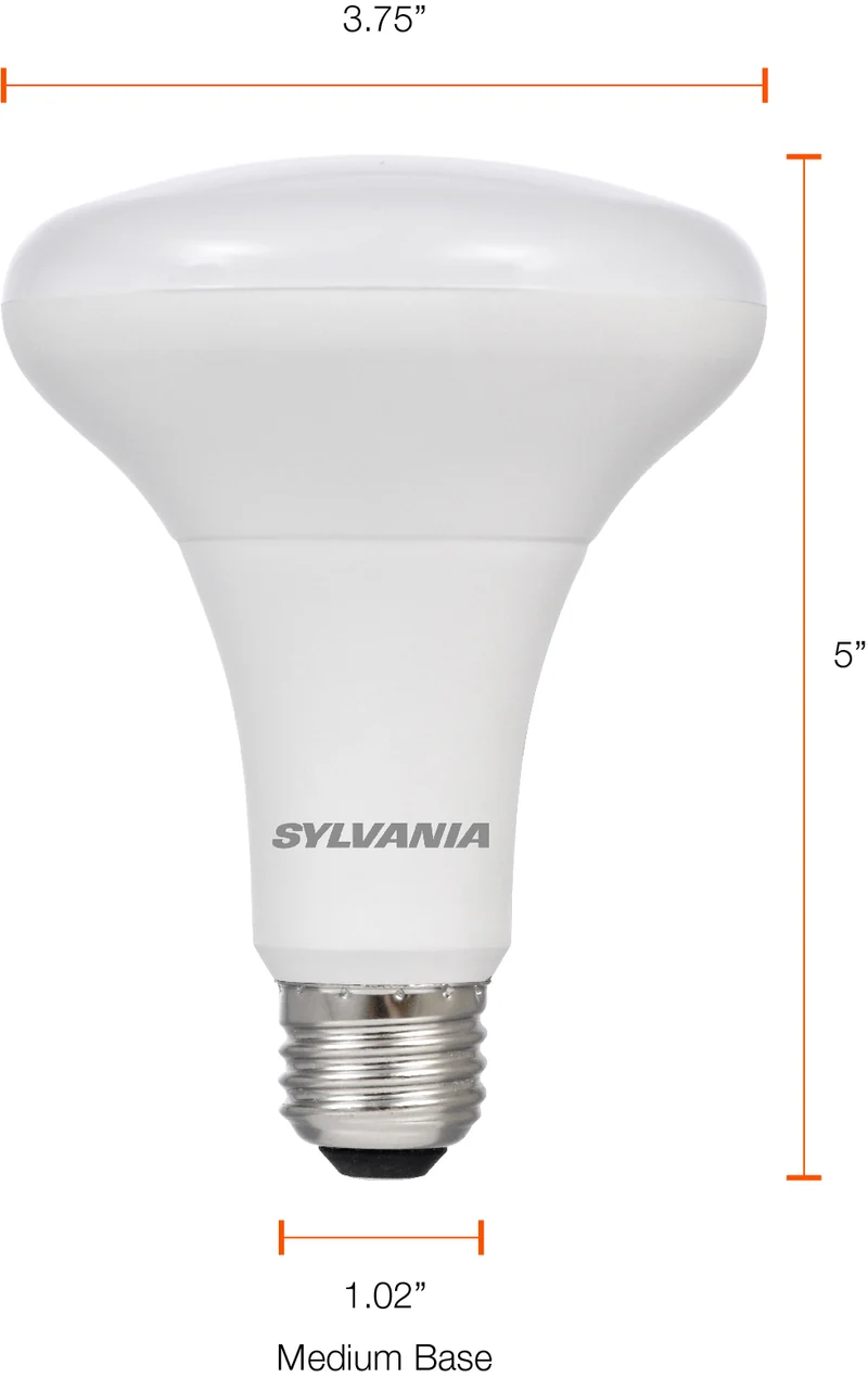 SYLVANIA LED Flood BR30 Light Bulb, 65W = 8W, 10 Year, 650 Lumens, Dimmable, 2700K, Soft White - 6 PK