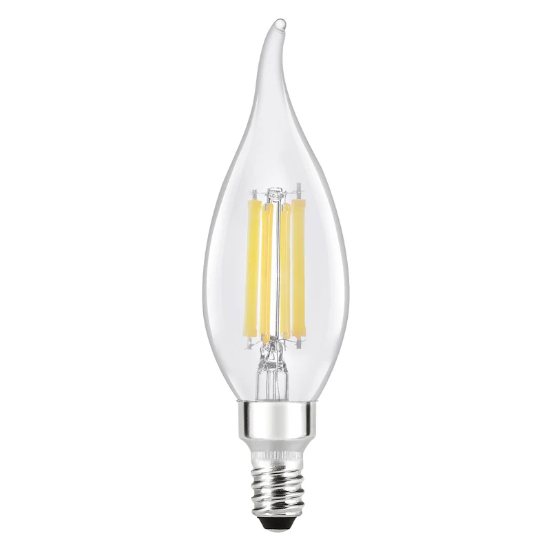 SYLVANIA LED TruWave Décor Light Bulb, B10 Chandelier 75W = 7.5W, Candelabra Base, Dimmable, 750 Lumens, 5000K, Clear, Daylight - 2 PK
