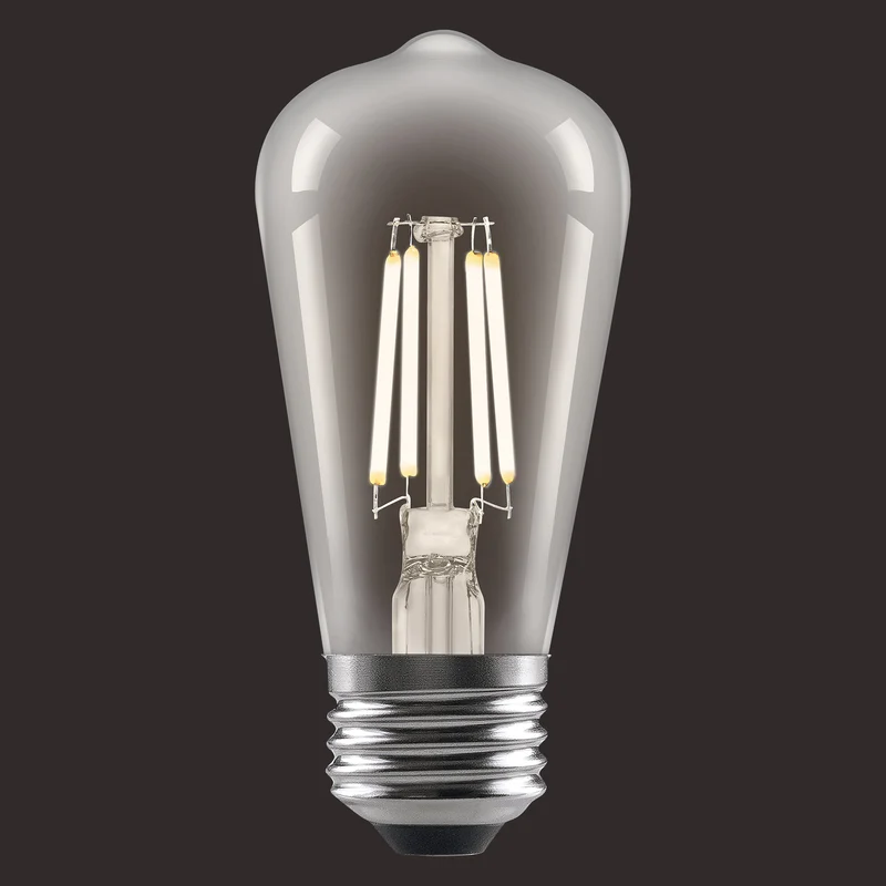 SYLVANIA ST15 Clear LED White Filament Bulb, 5.5W, Dimmable, 500 Lms, Medium Base, 2700K, Soft White - 2 PK