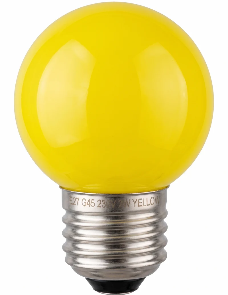 Ampoule LED E27 Sphérique 1.5W Couleur – Rouge, Jaune, Vert ou Bleu