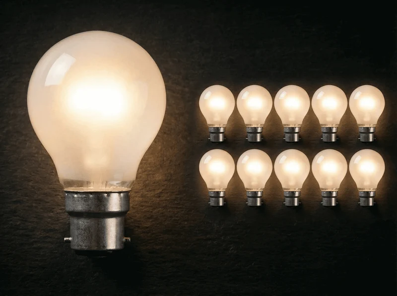 Ampoule incandescente B22 sphérique – lumière chaude – Pack de 10