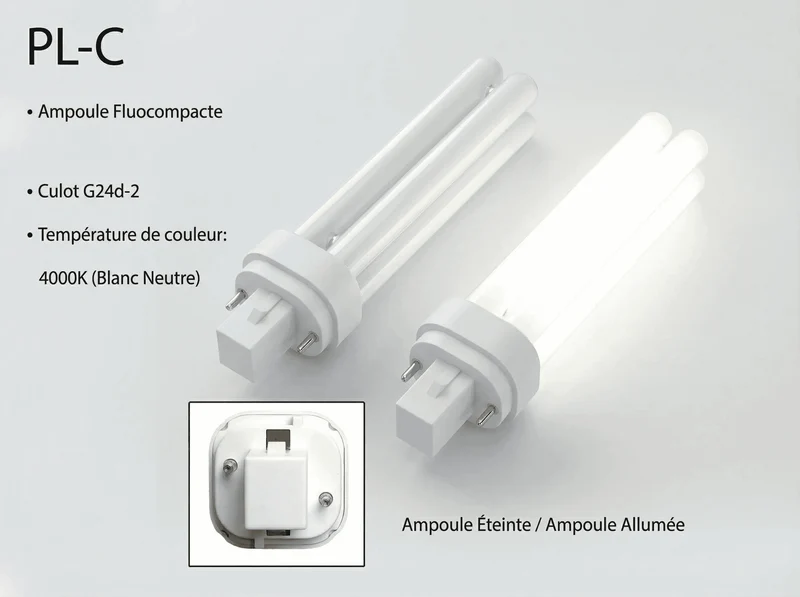 Ampoule fluocompacte G24D-2 18W 4000K Blanc Neutre