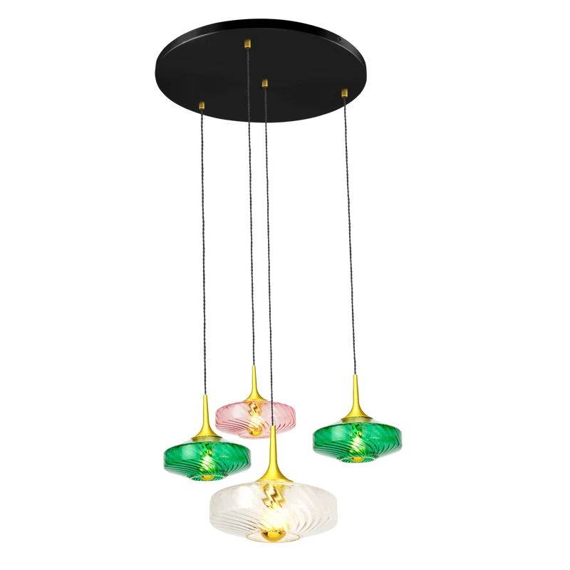 Suspension Roxanne 04 – Design Art Déco en verre soufflé et finition élégante