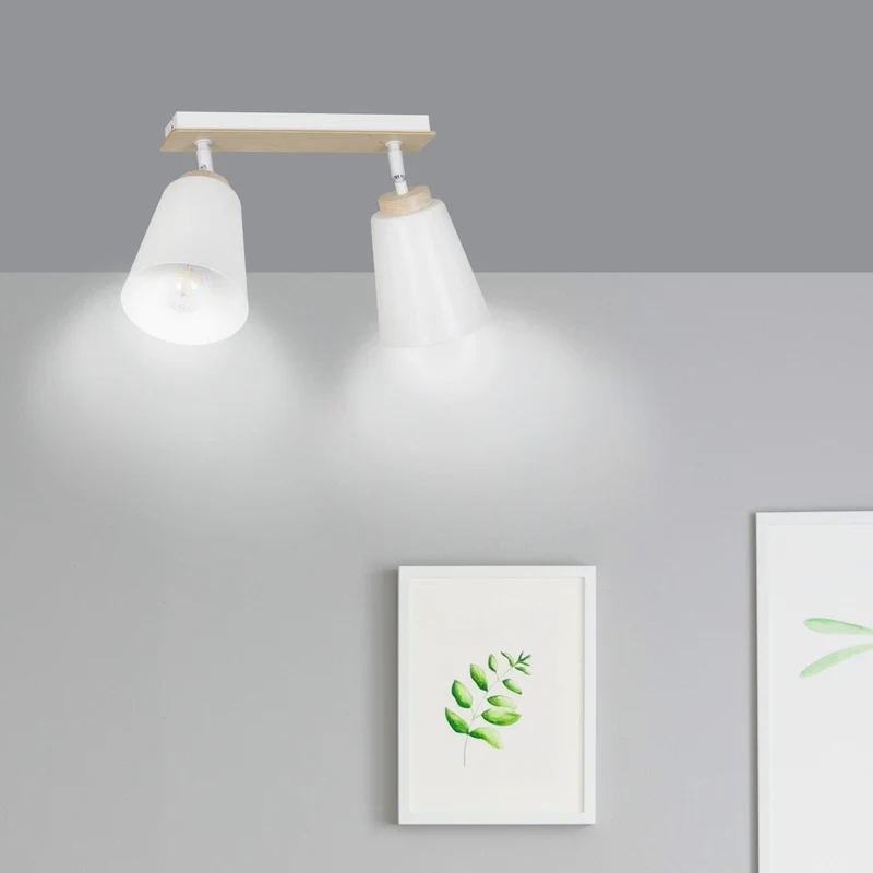 Plafonnier Blanc Et Bois