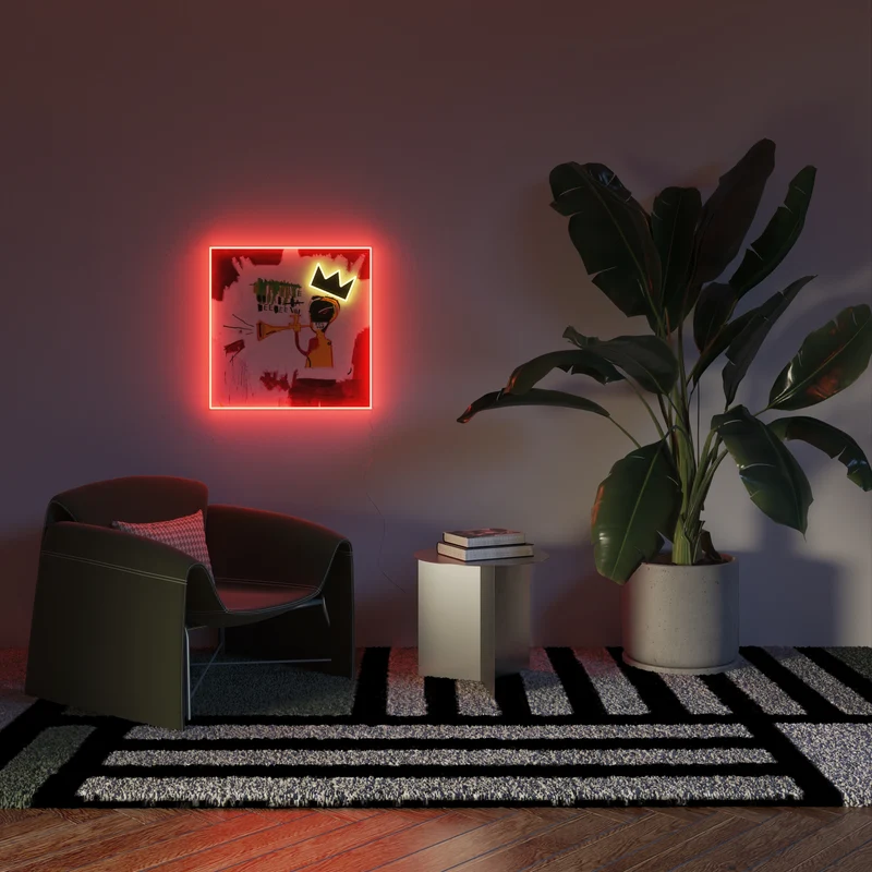 Trumpet Painting YP x Jean Michel Basquiat, signe en neon LED