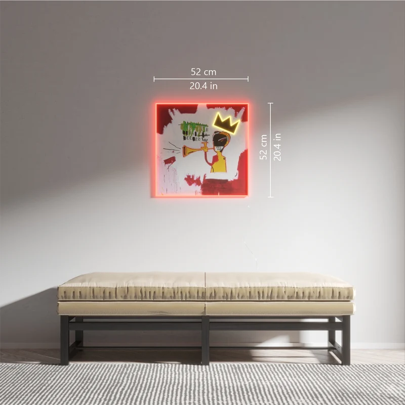 Trumpet Painting YP x Jean Michel Basquiat, signe en neon LED
