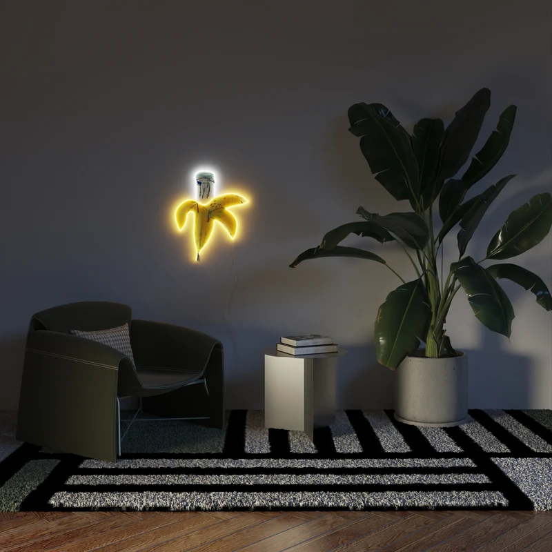 Banana YP x Jean Michel Basquiat, signe en néon LED