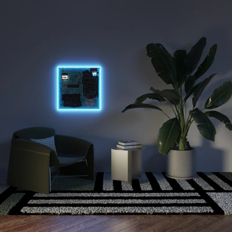 Equals Pi YP x Jean Michel Basquiat, signe en néon LED