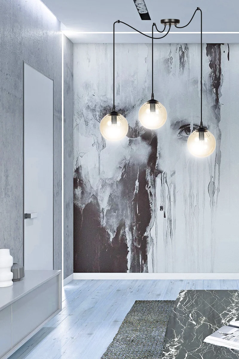 Suspension 3 Globes En Verre
