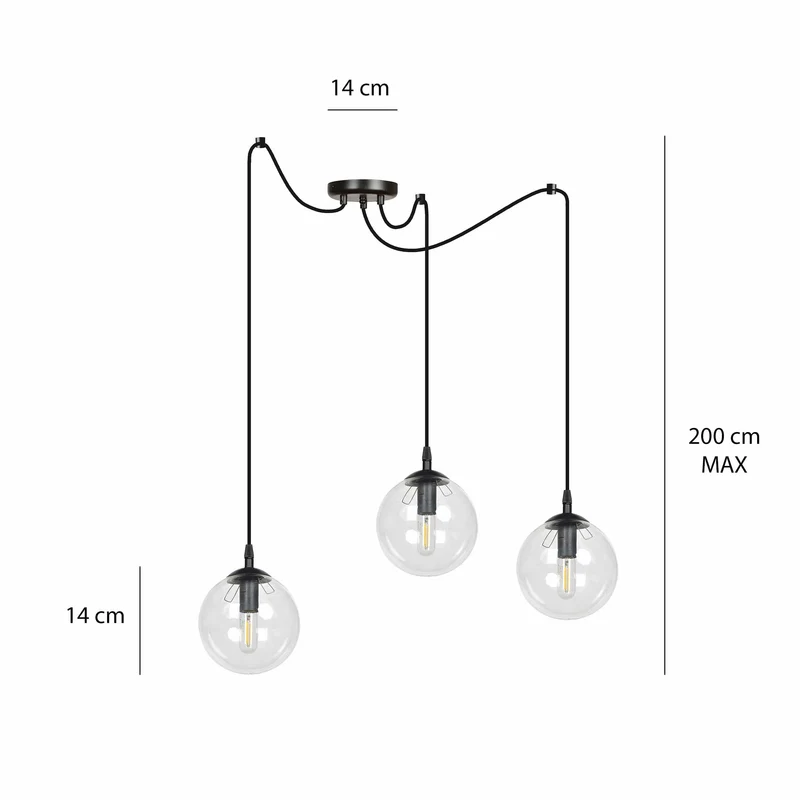 Suspension 3 Boule Verre